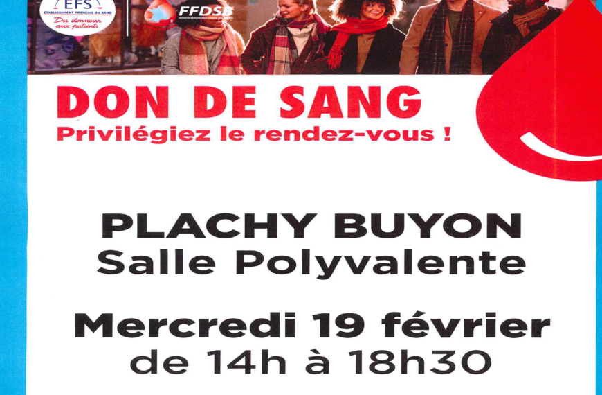 Don du sang Plachy Buyon 19 février